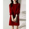 秋冬新款【大衣毛衣裙】圆领宽松长袖内搭打底针织连衣裙 新年服HLY 商品缩略图0