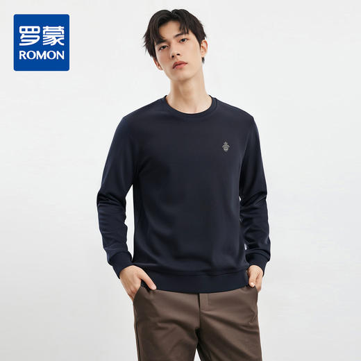 【高棉微弹力】罗蒙春季男装卫衣男士休闲简约学院风青少年套头T恤男 商品图0