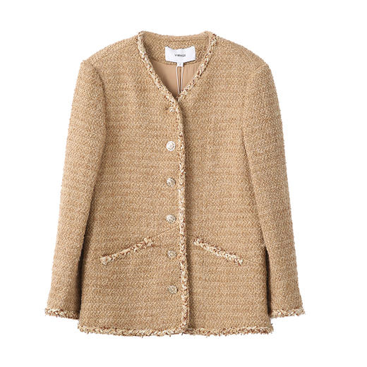 VIMAGE纬漫纪2025春季新款气质优雅精致小香风直筒显瘦V领外套V2303902 商品图6