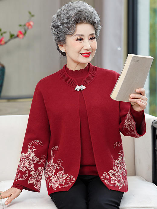时尚妈妈针织提花加厚两件套 N657 商品图0