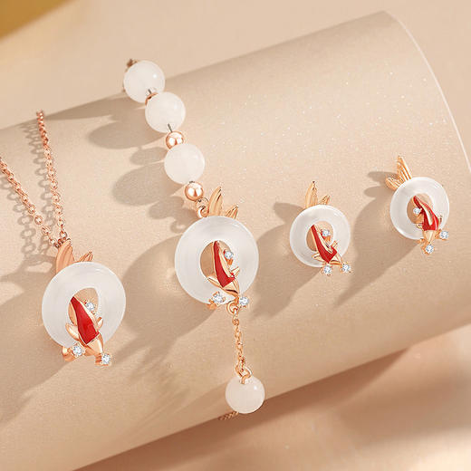 【万物有鲤】S925银平安扣锦鲤白玉髓项链【JHY-N001835B】 商品图3