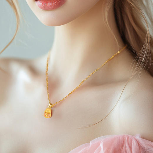 大英博物馆 巴斯特系列粉晶招财猫WINK古法项链 商品图1