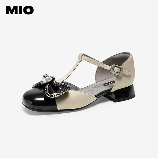 MIO米奥女鞋小香风凉鞋春夏新款甜美链条蝴蝶结法式浅口单鞋皮鞋M252240712 商品图1