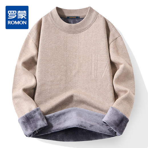 【一件过冬】罗蒙含羊毛加绒毛衣男冬款加厚针织衫保暖卫衣男士毛衣 商品图0
