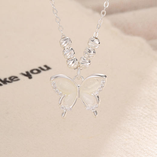 【百变闪蝶】S925银猫眼石蝴蝶项链【JHY-N001776Y】 商品图2