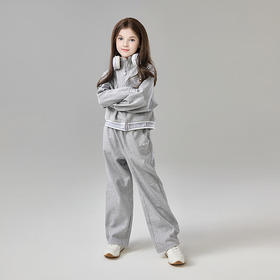 笛莎Deesha 童装女童套装2025春新款音符字母罗文拼接套装