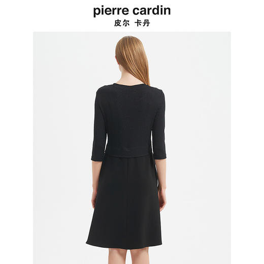 皮尔卡丹女装连衣裙 通勤淑女经典圆领修身小黑裙C44DL82B0
 商品图2