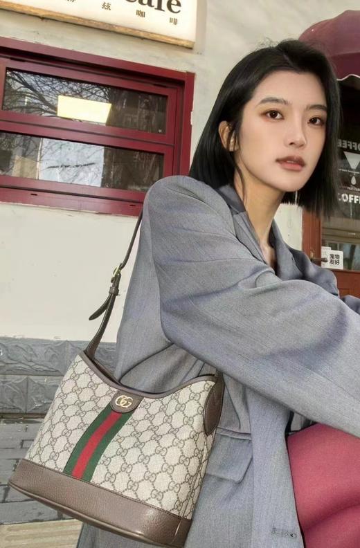 gucc古驰 oidia hobo腋下包 拼皮革水桶包单肩包（CB） 商品图2