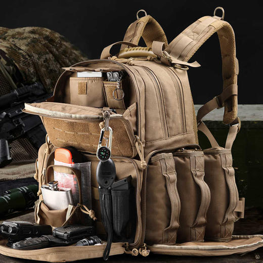 【多袋 多容量 MOLLE系统】户外登山旅行背包 含3个可单独拆卸配件包ds（dq） 商品图3