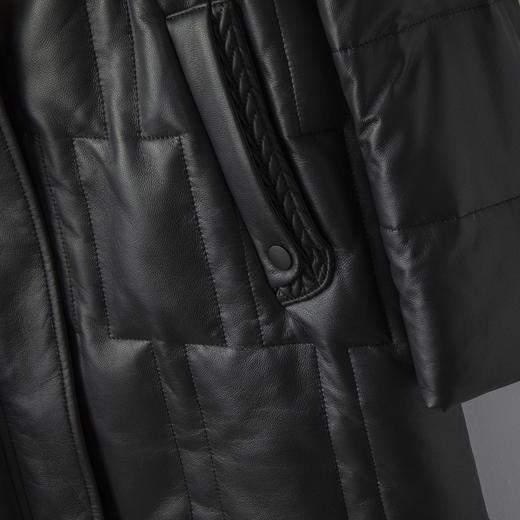 丁摩 100%绵羊皮狐狸毛领连帽鹅绒皮羽绒服女式真皮皮衣外套4ZF-77052B 商品图3