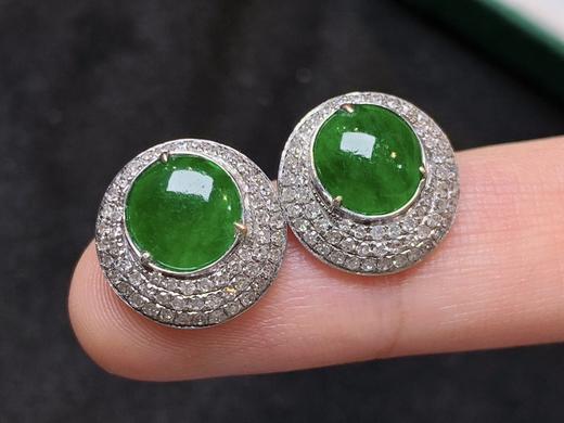 蛋面翡翠耳钉 商品图1