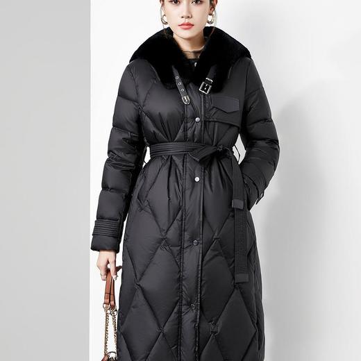 【高货kbnq】全新升级【铂金会员882/天猫1199/差价317】(05607) 洛诗琳2024冬季新款时尚中长款高级感毛领收腰羽绒服女 商品图2