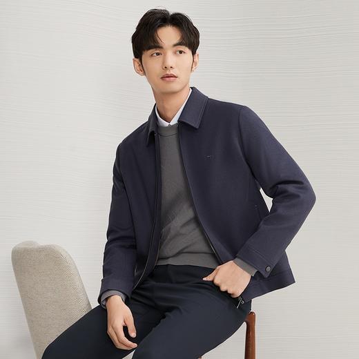 【含羊毛】柒牌翻领夹克男2024秋冬新款加厚时尚休闲男士毛呢外套127D70350 商品图1