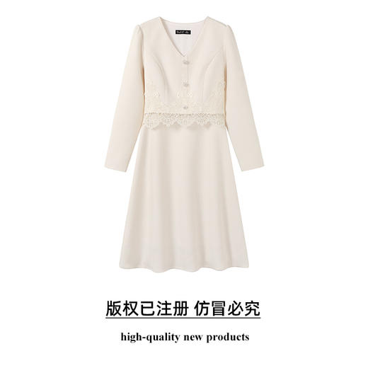 奢姿2025春季新款大码女装胖妹妹优雅连衣裙V领假两件拼接裙子女9951834696 商品图0