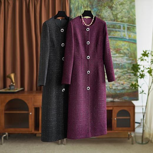 【高货wl】全新升级【铂金会员367/天猫489/差价122】(71528) 洛诗琳秋冬新款轻奢重工亮丝编织气质小香风连衣裙女 商品图0