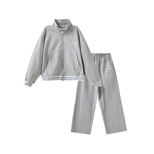 笛莎Deesha 童装女童套装2025春新款音符字母罗文拼接套装 商品图4