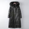 丁摩 100%绵羊皮狐狸毛领连帽鹅绒皮羽绒服女式真皮皮衣外套4ZF-77052B 商品缩略图6