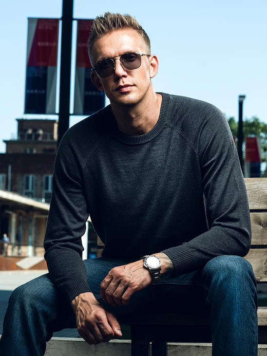 龙牙隐翼美丽诺羊毛圆领套头毛衣 商品图0