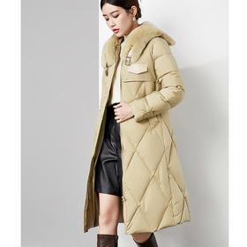 【高货kbnq】全新升级【铂金会员882/天猫1199/差价317】(05607) 洛诗琳2024冬季新款时尚中长款高级感毛领收腰羽绒服女