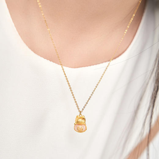 大英博物馆 巴斯特系列粉晶招财猫WINK古法项链 商品图2