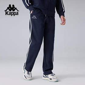 Kappa卡帕背靠背针织运动裤男款新款条纹直筒长裤休闲跑步裤裤子K0F12AK03