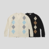 GOODBAI 916 菱形撞色提花毛边仿珍珠扣针织开衫 商品缩略图1