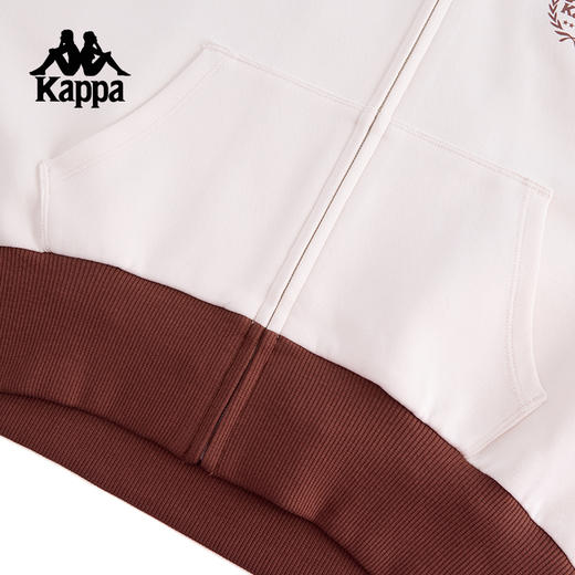 Kappa卡帕背靠背运动开身帽衫新款女士复古休闲卫衣撞色短款外套K0F22MK05 商品图4