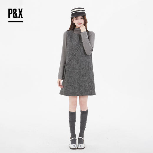 P&X设计师女装春季斜挎包设计长袖半高领套装短裙825114018 灰色 商品图1
