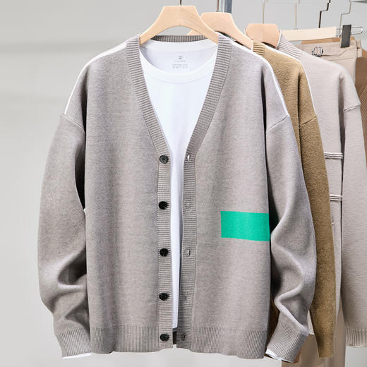 【时尚撞色】罗蒙经典爆款针织开衫百搭针织外套男舒适男士针织衫 商品图1