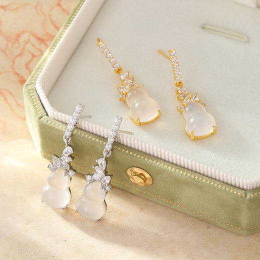 【冰雪葫芦】S925银白玉髓耳饰【JHY-E000969B】 商品图1