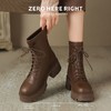 ZHR厚底马丁靴女2024秋冬新款ins系带短靴薄绒保暖女靴法式瘦瘦靴 商品缩略图6
