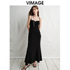 VIMAGE纬漫纪设计感抹胸细吊带黑色鱼尾轻礼服连衣裙2025春季新款V2377901 商品缩略图5