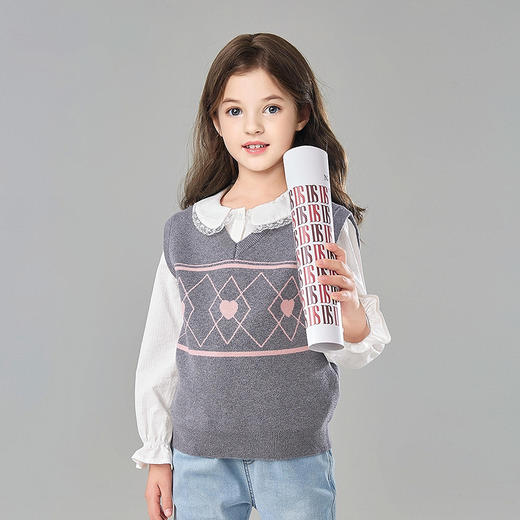 笛莎Deesha 童装女童马甲2025春新款学院风菱格马甲 商品图0