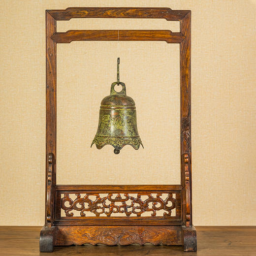 清 黄花梨透雕螭龙捧寿磬架 商品图0