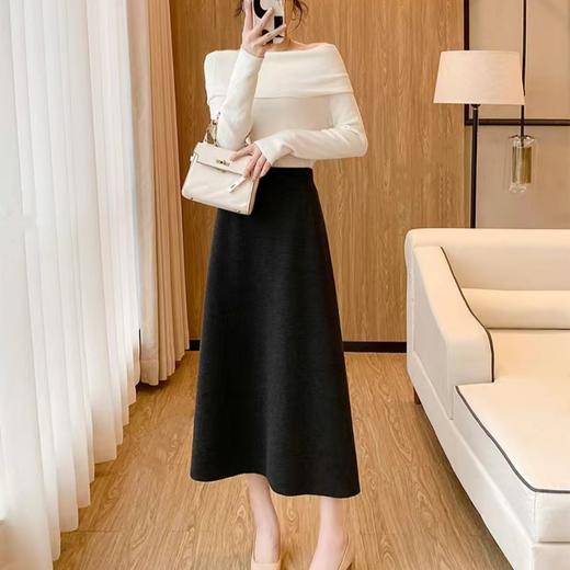 雀说时髦减龄优雅风醋酸羊绒女士半身裙秋冬新款百搭高腰显瘦半身长裙ALZW26359 商品图2