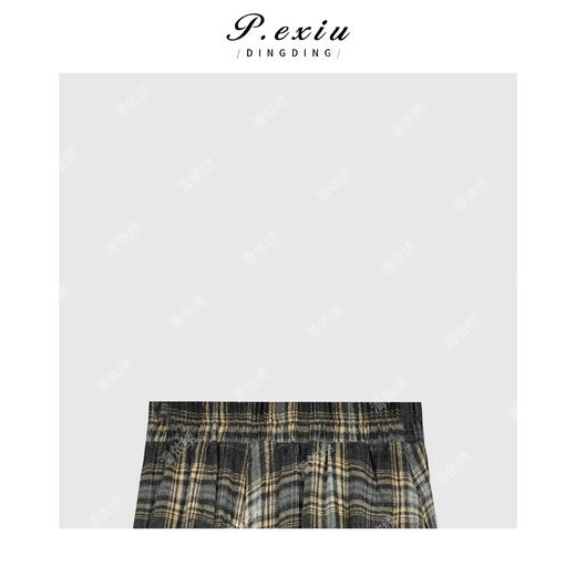 04-3潘依绣丁丁宠粉学院风绒面不规则格纹设计感半身裙 WH00272 商品图2