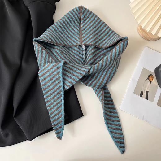 丁摩 多种风格秋冬韩版条纹帽子围巾一体女保暖披肩围脖毛线针织帽连帽4ZF-123003 商品图7