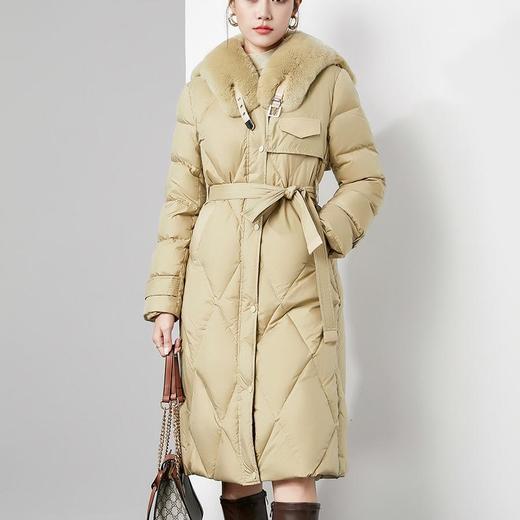 【高货kbnq】全新升级【铂金会员882/天猫1199/差价317】(05607) 洛诗琳2024冬季新款时尚中长款高级感毛领收腰羽绒服女 商品图4