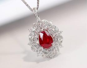 1ct刻面红宝石吊坠