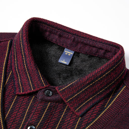 【加绒加厚】罗蒙含羊毛假两件衬衫领男士针织衫保暖毛衣假两件毛衫男 商品图5