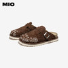 MIO米奥夏季新款复古勃肯拖包头拖咖色牛绒皮面珍珠休闲鞋M252243428 商品缩略图2