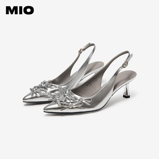 MIO米奥夏季新款尖头细跟凉鞋蝴蝶结抽带搭扣甜美时装凉鞋M252254707 商品图2