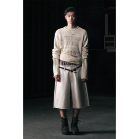 GOODBAI 916 slogan印花圆领镂空长袖针织衫