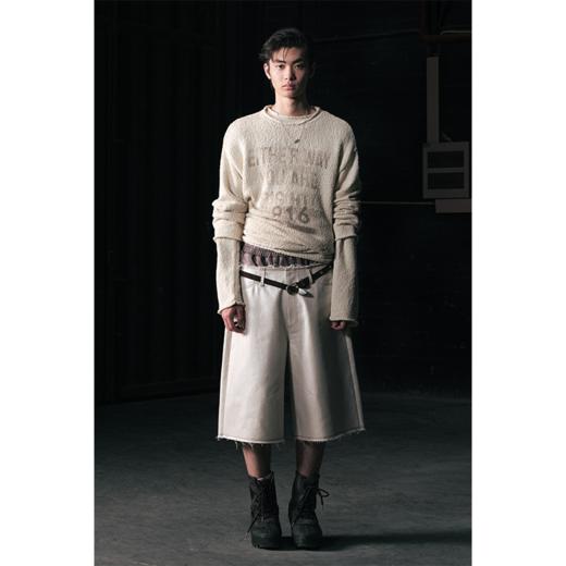 GOODBAI 916 slogan印花圆领镂空长袖针织衫 商品图0