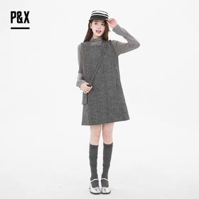 P&X设计师女装春季斜挎包设计长袖半高领套装短裙825114018 灰色