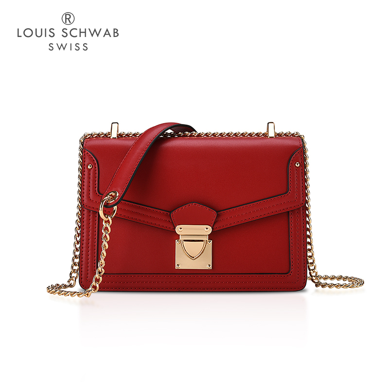 LS/路易施瓦布女包复古气质鎏金扣小方包