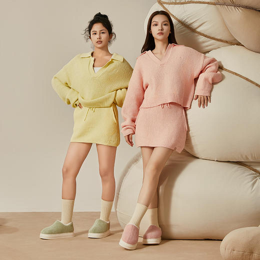 朴西雨雾棉鞋女包跟居家室内情侣冬季防滑保暖毛绒加厚包跟拖鞋 商品图4