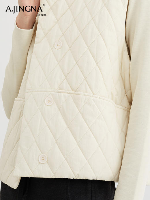 【御寒“小暖包”】阿菁娜无袖背心菱形格夹棉马甲F29D203009 商品图4
