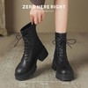 ZHR厚底马丁靴女2024秋冬新款ins系带短靴薄绒保暖女靴法式瘦瘦靴 商品缩略图5