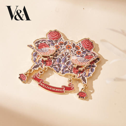 V&A博物馆威廉莫里斯系列草莓小偷金属亚克力流沙冰箱贴 玫瑰双层旋转吊坠冰箱贴 商品图1